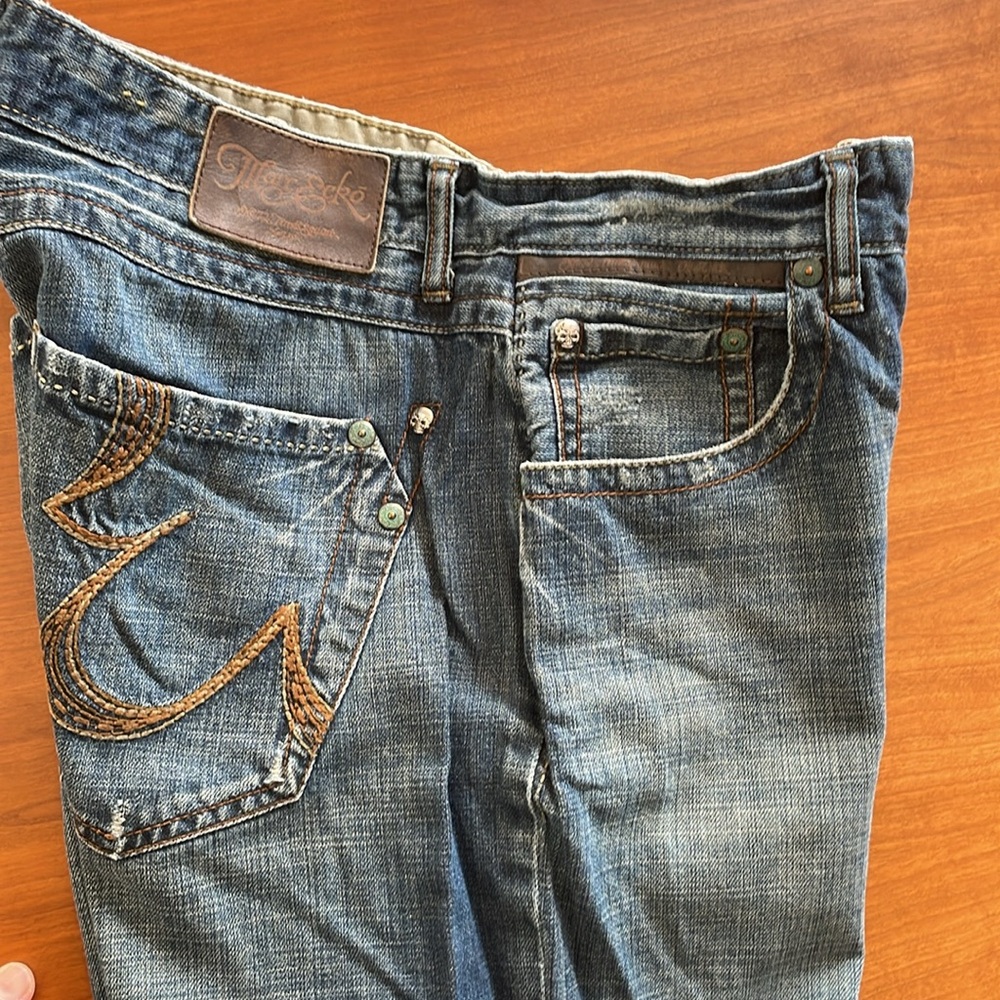 Y2K Mark Ecko Prime Cut And Sew Denim Jeans Regular Fit Skulls Size 34 waist